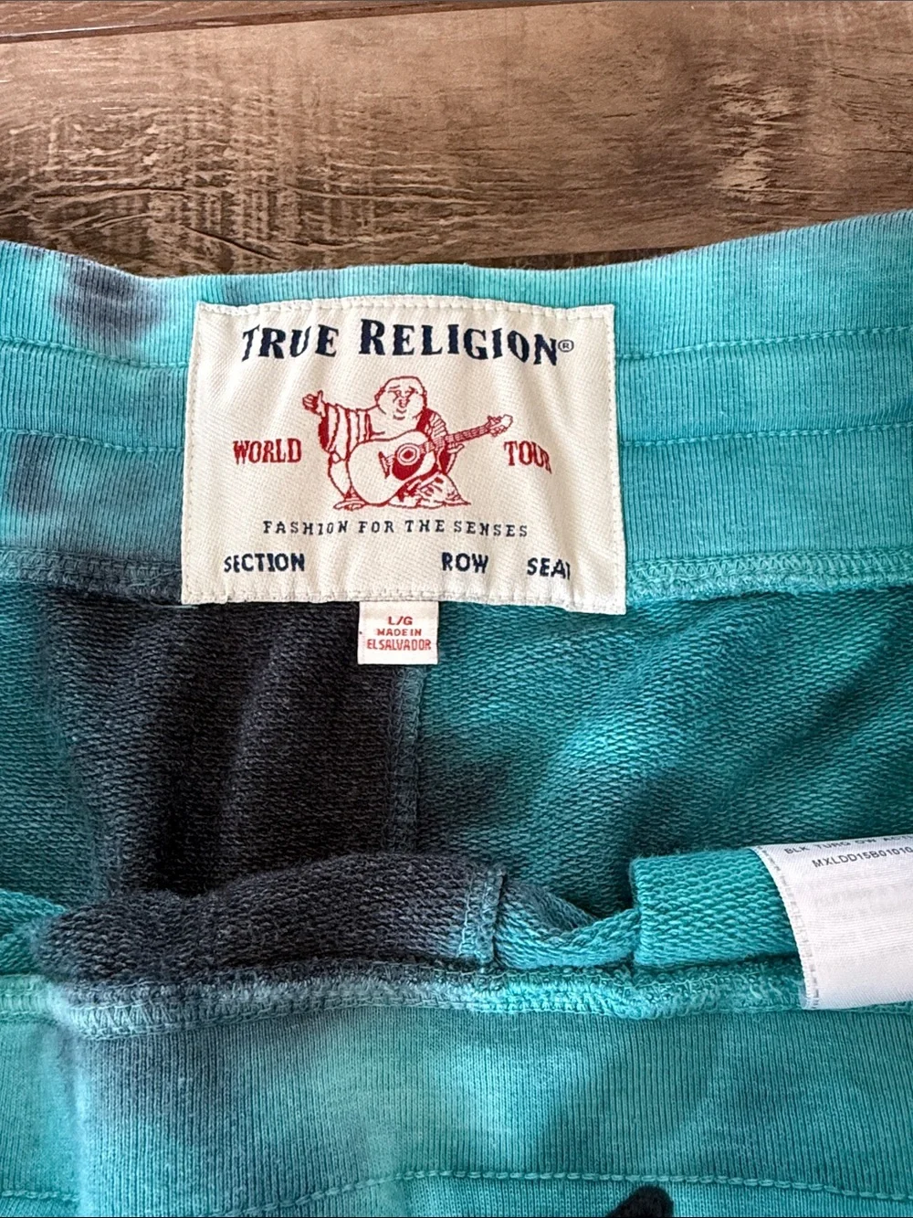 True Religion Teal and Black Tie-Dye Athletic Shorts